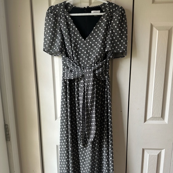 Calvin Klein Dot Chiffon Maxi Dress - Picture 1 of 7